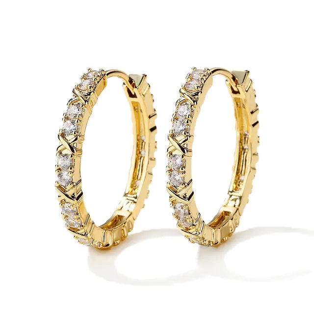 Gold Plated Zircon Earrings silber/gold