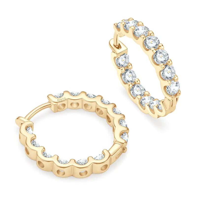 Moissanite Huggie Earrings white/gold