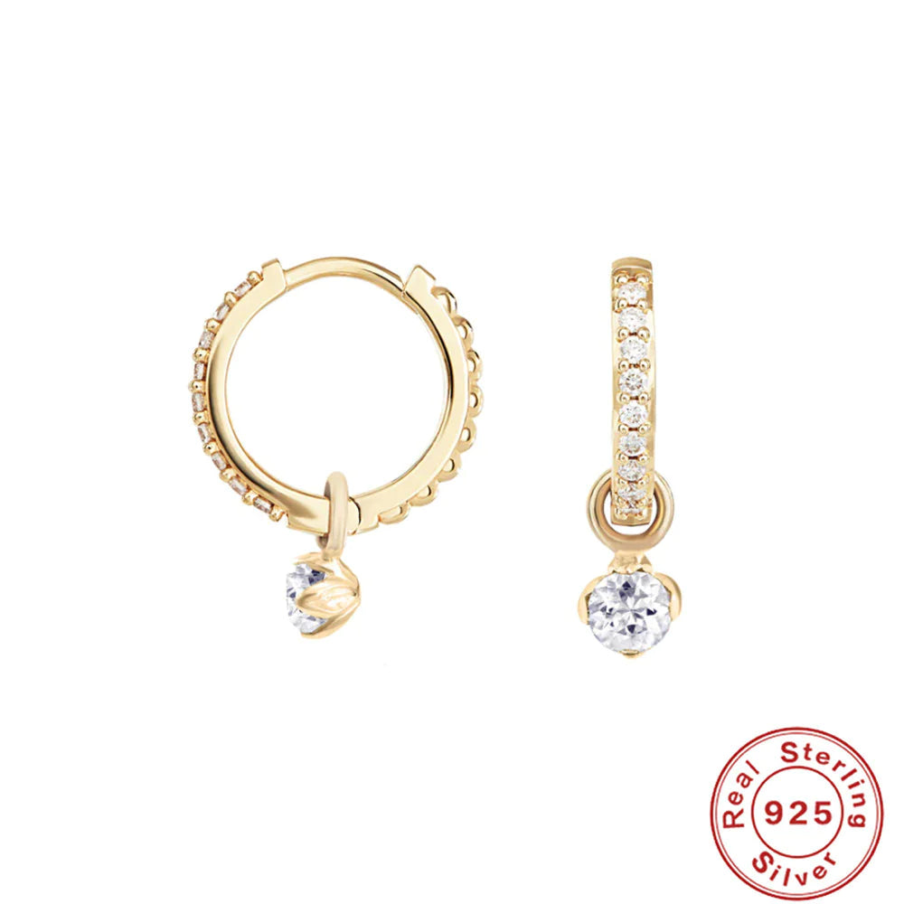 925er Silber Floral Zircon Hoop Earrings