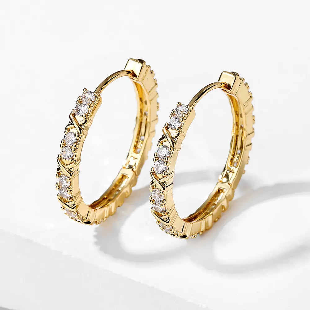 Gold Plated Zircon Earrings silber/gold